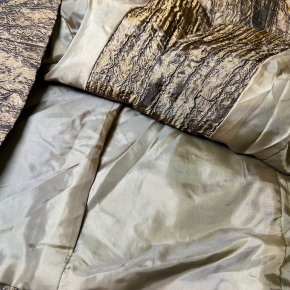 Erin London Womens Size Medium Gold Metallic Crinkle Jacket Art to Wear Textured - Picture 11 of 13